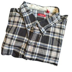 Izod Black and White Casual Button Down Long Sleeve Shirt 4XL